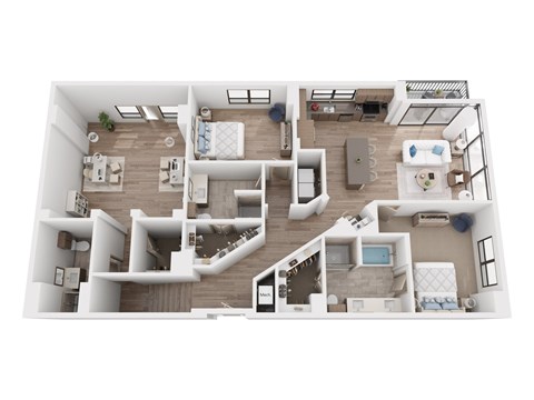 Floor plan for 2 beds, 2.5 baths, 1966 sqft